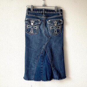 Mudd y2k 2000s KIDS Denim Jean Skirt Crosses on Back Girls 10